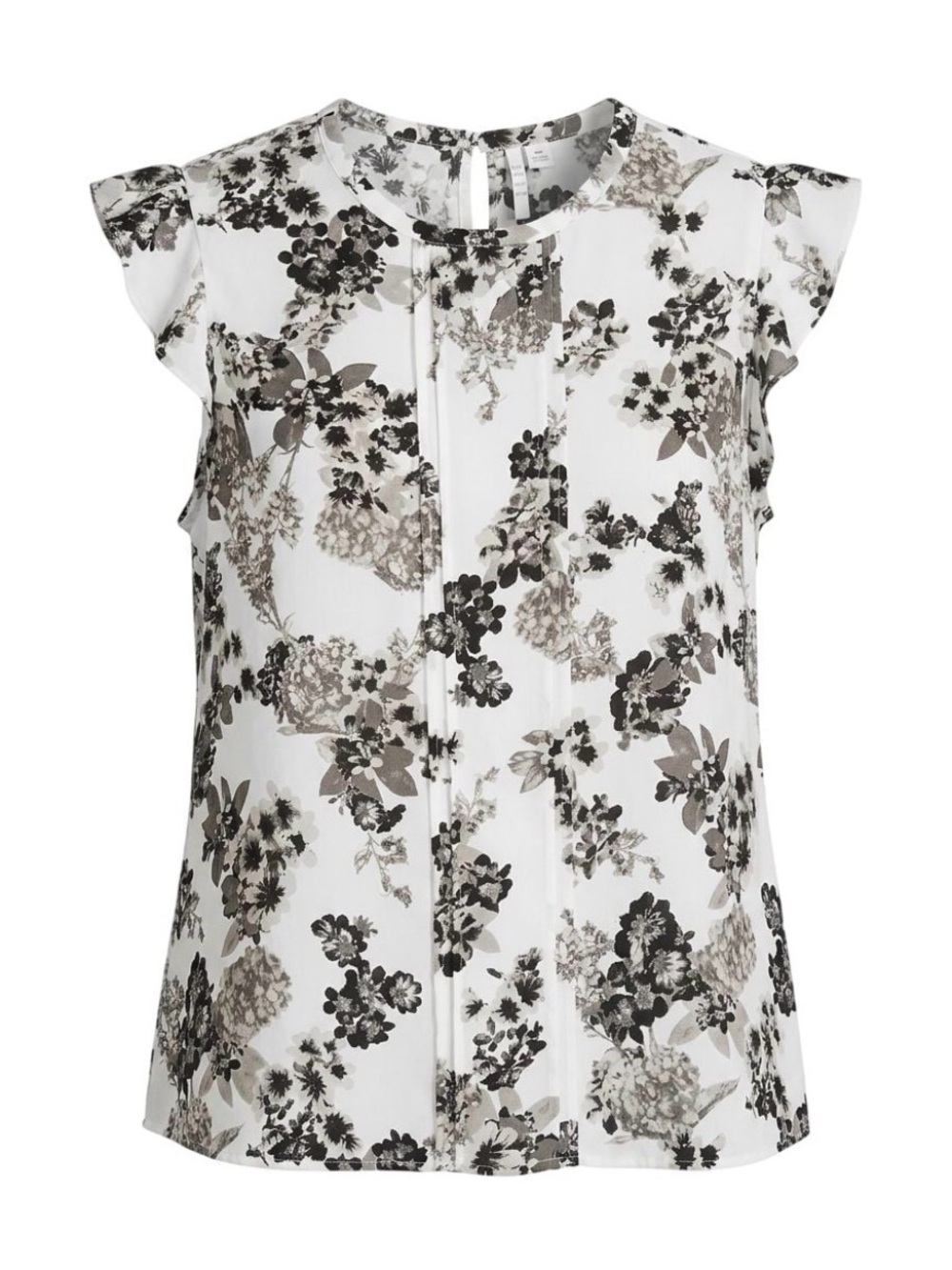 Elle White Floral Pintuck Cap-Sleeve Blouse - Picture 2 of 5